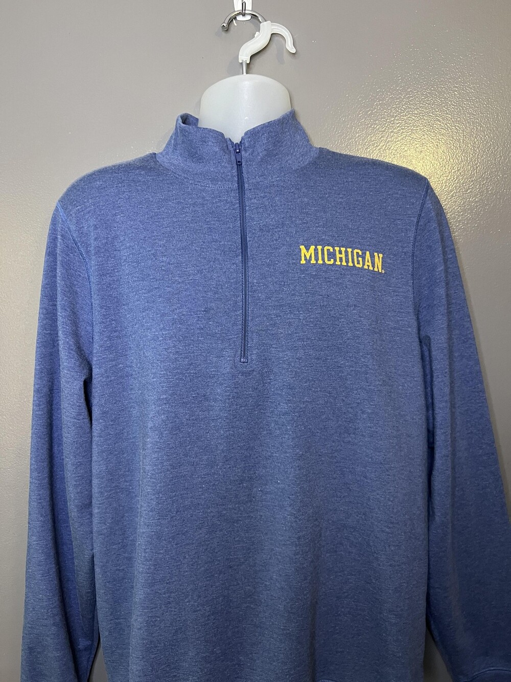 Michigan Wolverines Sweatshirt Mens Large Blue Football Quarter Zip '47 Brand